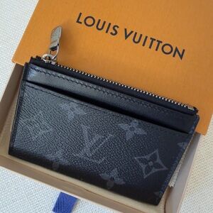 Louis Vuitton Monogram Eclipse Compact Coin Card Holder Wallet M82253 RFID CHIP